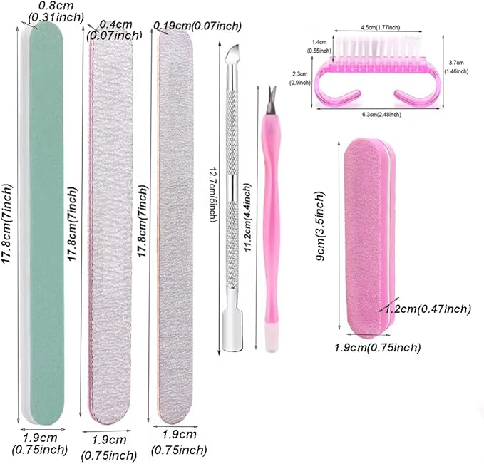 YIMART 8Pcs Nail Manicure Care Tool Kit Set with Nail Buffer Block, Nail Files, Nail Dust Cleaning Brush, Nail Pusher and Nail Trimming Tools