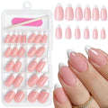 AddFavor French Tip Press on Nails Medium Almond Fake Nails, 120pcs White French Tip Nails Glossy Nude Almond Nails Press on Artificial False Nail with Adhesive Tab for Women Girls