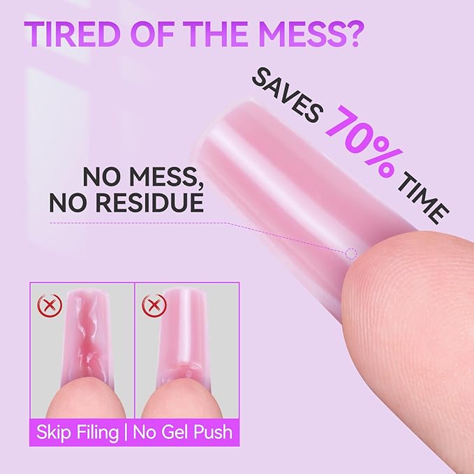 Gelike EC Sandwich Dual Nail Forms: Save 70% Times for Reusable Nail Extensions - Long Coffin Nails Mold for Building Gel/Polygel/Acrylic - 240Pcs 15 Sizes Trim To Fit Short/Medium/Long Styles