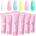 Makartt Poly Nail Gel Set - 6 Pastel Colors Buillder for Extension, Overlay Strengthener 3D Diy, Multifunctional, Long-lasting Enhancement Solution for Salon DIY at Home 15ML Pink Blue Green Purple