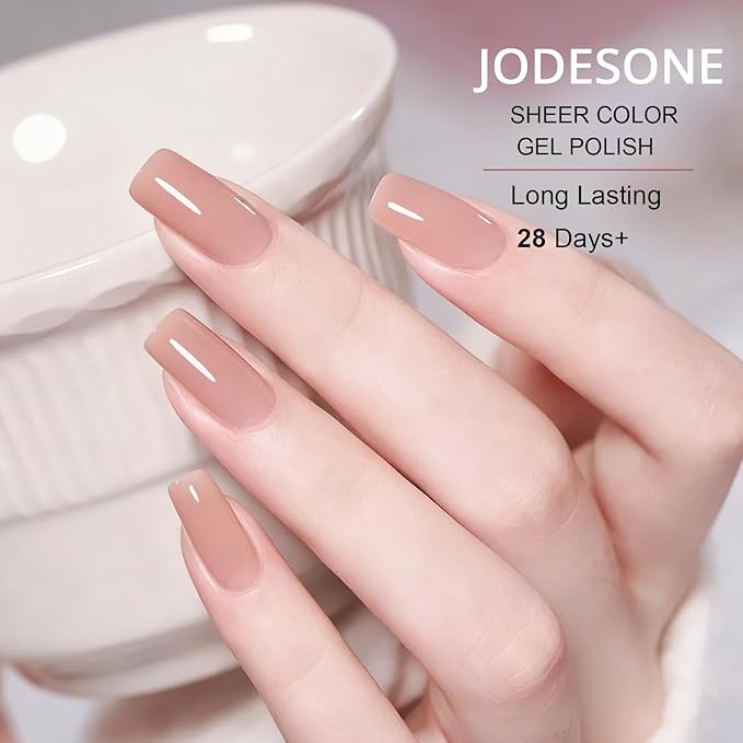 JODSONE 18ml Nude Jelly Gel Nail Polish Soak Off UV LED Art Manicure Salon DIY at Home Gift for Women