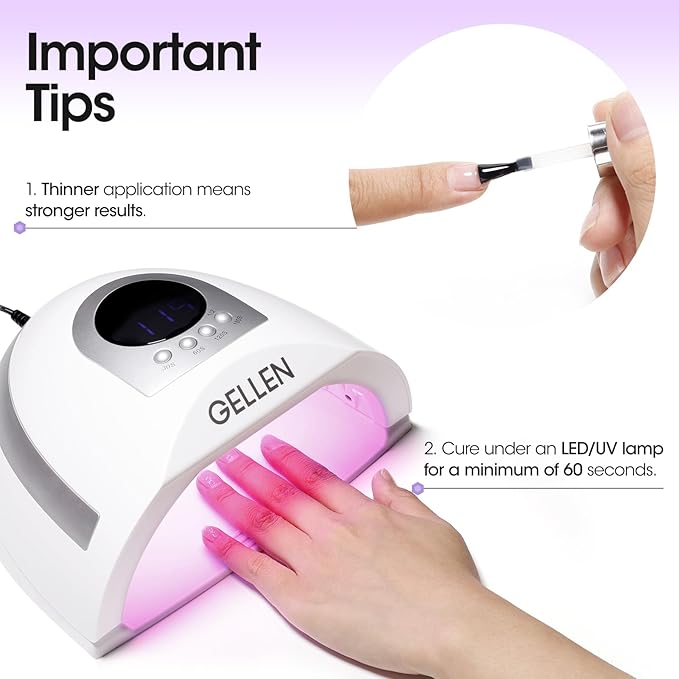 GELLEN Gel Top Coat and Base Coat 2 Pcs 18ml Superior Base Coat Top Coat Set No Wipe Soak Off Ultra Glossy Top Coat Gel Nail Polish UV LED Clear Nail Polish Long Lasting for 28+ Days