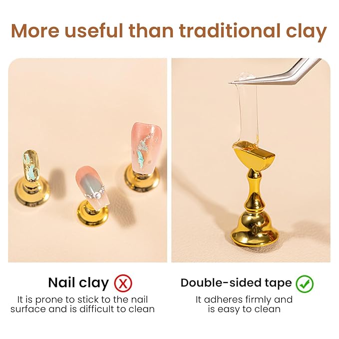 1696 Double Sided Tape for Press On Nails Stand holder Sticky Tabs Nail Art Accessories Nail Display Tape Clear False Tip Adhesive Tape for Practice Design DIY Home Salon