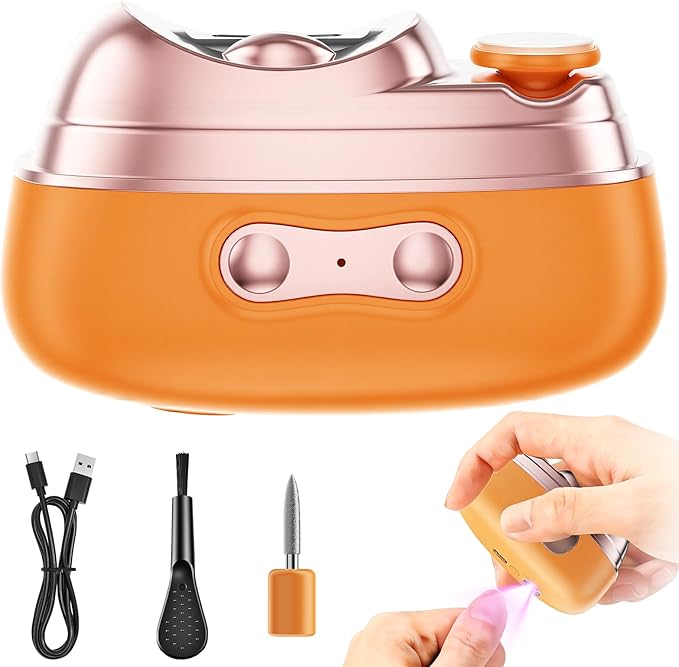 4-in-1 Electric Nail Clipper with LED Light – Quiet Rechargeable Nail Grooming Kit, Grinder & Polisher, 2 Speed, Nail Debris Collector, Portable Gift Set