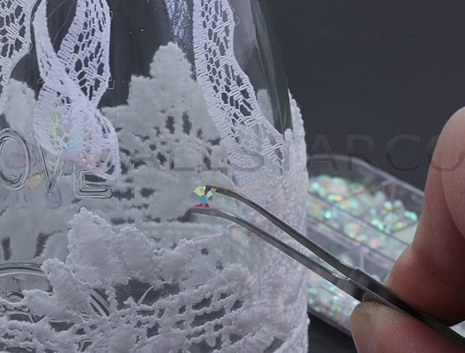 Over 2100 Pieces Transparent AB Flat Back Glass Rhinestones Crystals for Nail Art Kit 6 Sizes (1.4mm - 4.8mm)