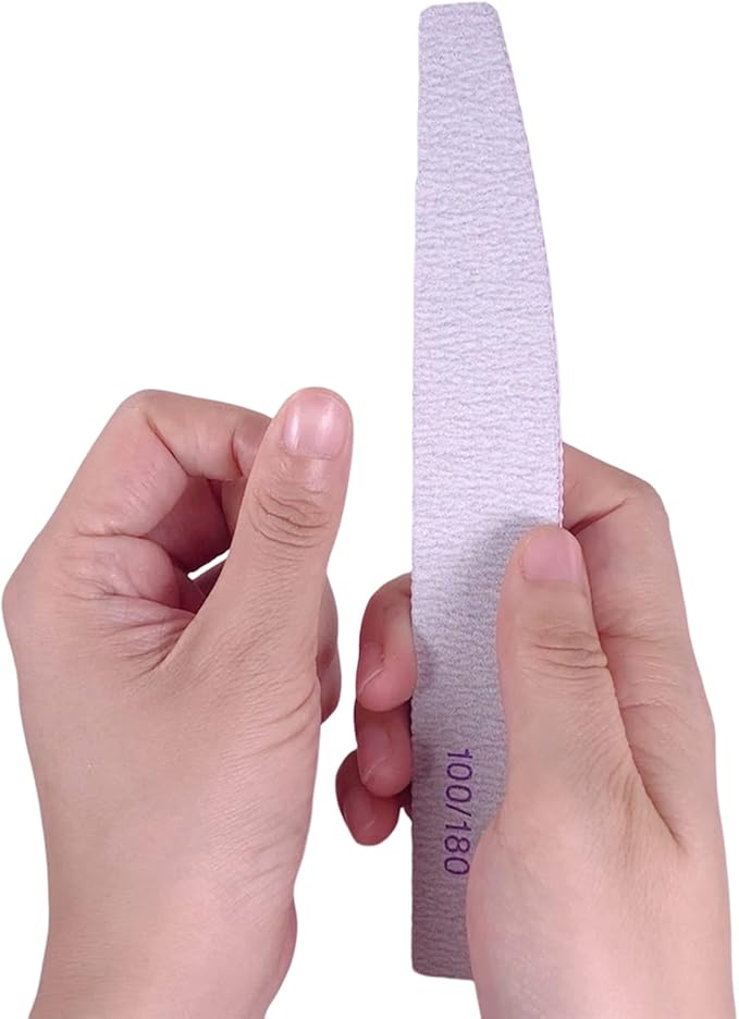 Nail Files (50 Pcs), 100/180 Grit Nail File Emery Board Bulk for Acrylic Nails and Natural Nails, Limas para Unas Acrilicas Profesional Pack Filers for Gel Nail Double Sided Manicure Curved Gray