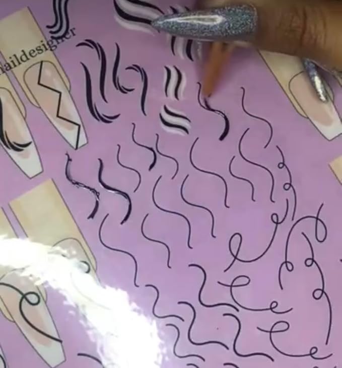 Nail Art Practice Sheet reusable Nail Art training mat Acrylic Nail sculpting Art stencil Guide French Tip Nail art worksheet 3D Nail design training sheet, Practice how to do acrylic Nail art (9)