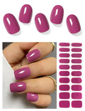 Semi Cured Gel Nail Strips (Plum), Purple Red, 20 Pcs Gel Nail Wraps, Stickers, UV Light Required, Salon Quality, Long Lasting