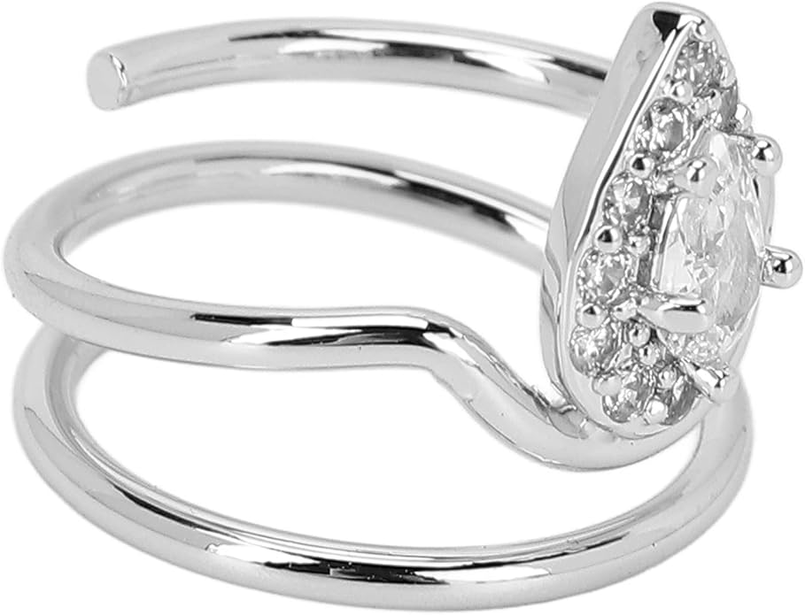 Rhinestone Nail Rings - Fingertip Jewelry for Nail Art Decoration - Valentine's Day Gift for Women (Platinum)