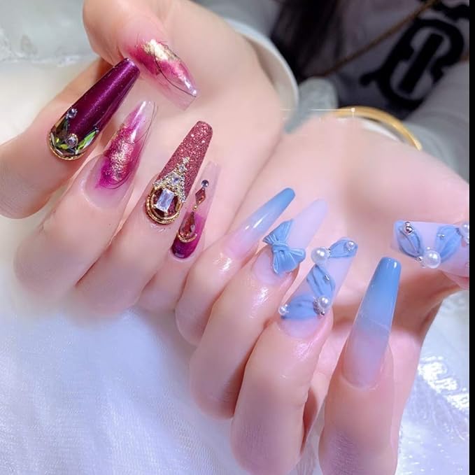 Natural Coffin Acrylic Nails-500pcs Half Cover Nails Coffin Shaped Ballerina Nails Tips Long Acrylic False Fake Nail Artificial, 10 Size with Box
