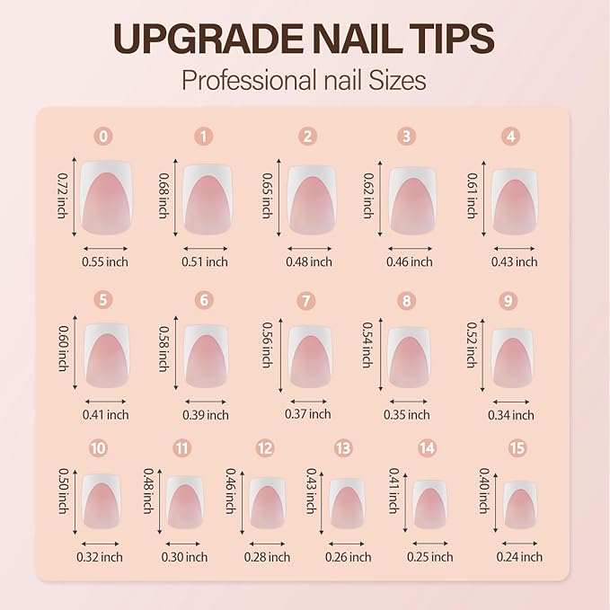 Vansiho Deep French Gel Nail Tips, 150Pcs Short Square Nail Tips, Pink Soft Gel French Tips Press on Nails, Fake Nails for Nail Art DIY 15 Sizes