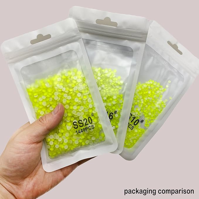 Flatback Glass Rhinestones,Bedazzler Gems 1440pcs Non Hotfix Crystal Rhinestones for Nail Charms Crafts Clothes Tumblers,Yellow Neon,SS20