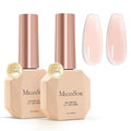 MelodySusie 2PCS 15ML Nude Builder Gel Set for Nails Thickening, Soak Off UV Extension Gel Rhinestone Glue in a Bottle for Nail Art Design Gift for Women DIY Manicure at Home 018+019