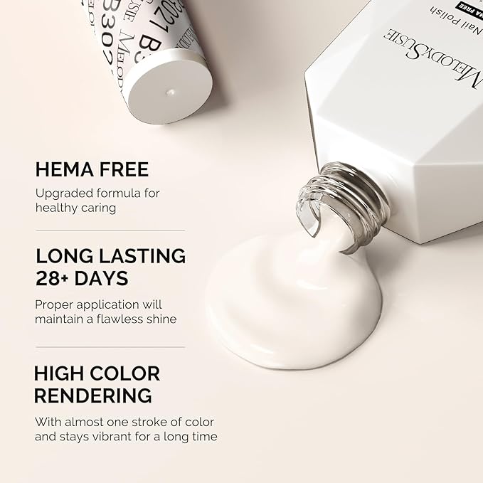MelodySusie Hema Free Gel Nail Polish, 0.5 Fl Oz Thick Milky White Gel Polish, Non-Toxic, Long Lasting, Soak Off UV Nail Polish, Manicure Nail Design Salon DIY Nail Art at Home B3021