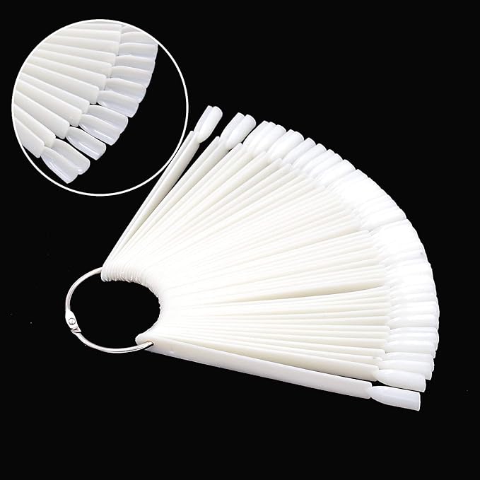150 Tips Natural Nail Swatches Sticks Nail Art Supplies for Nail Art Polish Display and Home DIY, Nail Sample Practice Tips Color Board Art Accessories with Ring