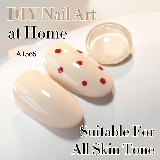 Double Rhythm 0.50 OZ Gel Polish Hema Free Same Color Same Bottle Golden Round Translucent Neutral Natural Milky 15 ML Jelly UV Polish Art DIY at Home (Milky Beige-C1565)
