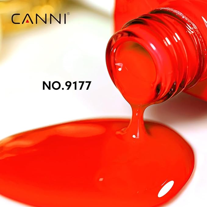 CANNI Classic Red Gel Nail Polish, 1Pcs Bright Red Orange Gel Polish Dark Color Soak Off U V Nail Manicure Salon DIY at Home