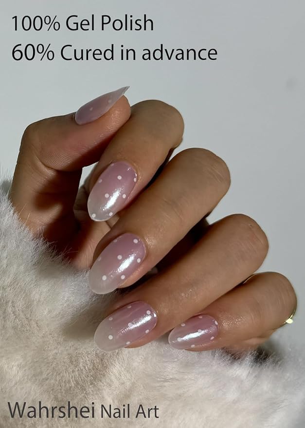 Semi Cured Gel Nail Strips, Dot Gradient 20pcs Adhesive UV Sticker, Wraps for Home Manicure DIY