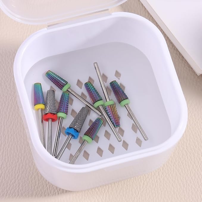 Nail Tool Sterilizer Box Plastic Sterilization Tray for Nail Art Accessories Tools, Portable Nail Drill Bits Disinfectant Container Soaking Box with Strainer Pedicure Manicure Cleaning Equipment