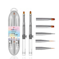 Nail Art Brushes Set, YIHUALE Push Contact Builder Nail Extension Gel Brush, Gel Polish Art Design Pen Painting Tools, Nail Art Liner Brush and Dotting Pen for Salon, DIY (White, 2+3)