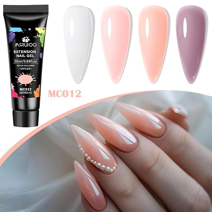 10PCS Poly Extension Gel Nail Kit White Skin Tones Brown Collection Nude Poly Nail Gel Starter Kit for Nails, Nail Art Tools Design Beginner Kit