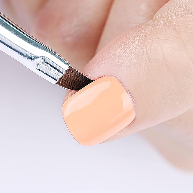 SILPECWEE 2Pcs Acrylic Nail Brush, Oval Nail Art Brushes Nail Clean Up Brushes Nail Design Tools Nail Painting Kit Manicure Remover Polish Brush