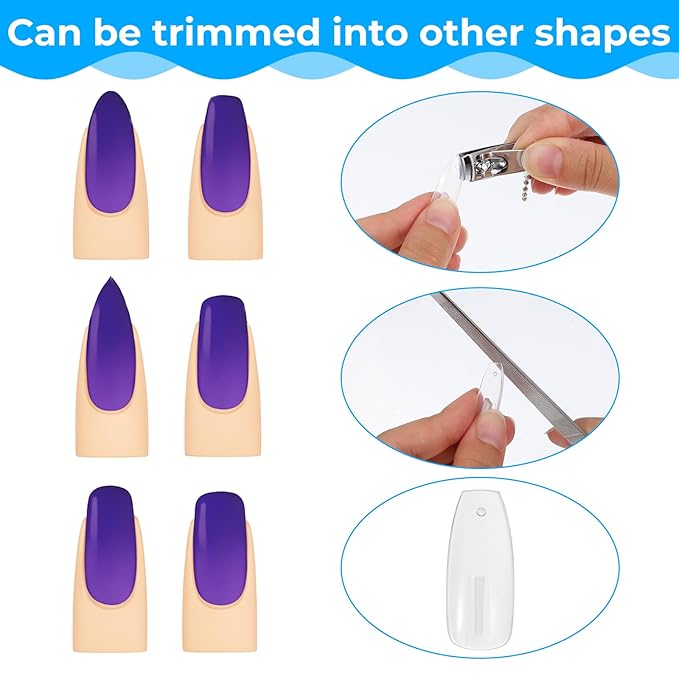 100 Pcs Replacement Clear ABS Nail Tips for Practice Hand Clear Fake Nails for Practice Refill Fake Nail Tips for ABS Nails Hand for DIY Art Salon Practices Tool