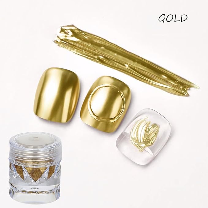 Pearl Chrome Nail Powder Gold Silver, White Pearl Iridescent Mermaid Glitter, Mirror Effect Metallic Gel Chrome DIY Nails Art Salon-3 Jar