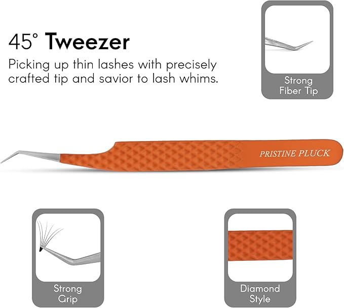 Lash Tweezers Set – Professional Eyelash Extension Tweezers Kit with Case & Brush – 3 Precision Lash Tweezers for Volume, Isolation & Classic Lashes – Anti-Static, Non-Slip Grip