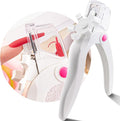 Belleboost Adjustable Acrylic Nail Clippers with Sizer and Catcher, White Professional Dial Stainless Steel Blade Nail Tips Cutter, Artificial Fake Nail Trimmer, Manicure Tool for Salon Home Nail Art