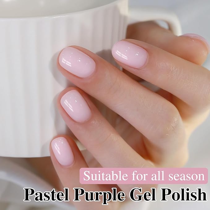 Double Rhythm 0.50 OZ Translucent Gel Polish Same Color Same Bottle Sheer Pastel Neutral Natural Milky 15 ML Jelly UV Nail Art DIY at Home (Purple-A1622)