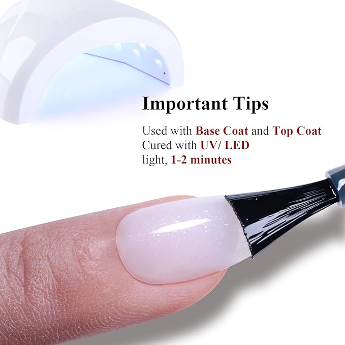 Jelly Gel Nail Polish,Milky White Silver Glitter Shimmer Neutral Sheer Nude Gel Polish Soak off UV LED Light Iridescent Translucent Sparkly Nail Gel Polish for Nail Art DIY Manicure 0.5 Fl Oz