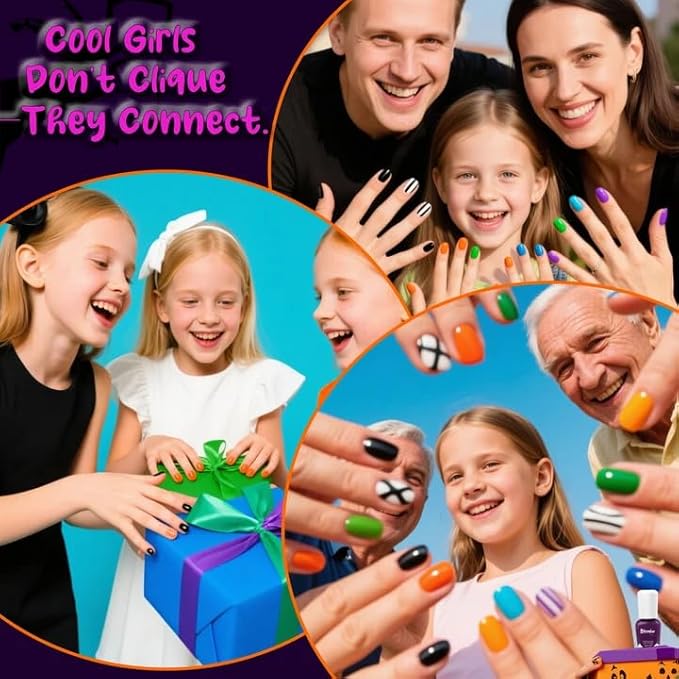 Kids Nail Polish with Stickers, Non-Toxic Toddler Nail Polish, Water-Based, Peelable Polish for Kids, for Party, Holiday Favors, Party Favors