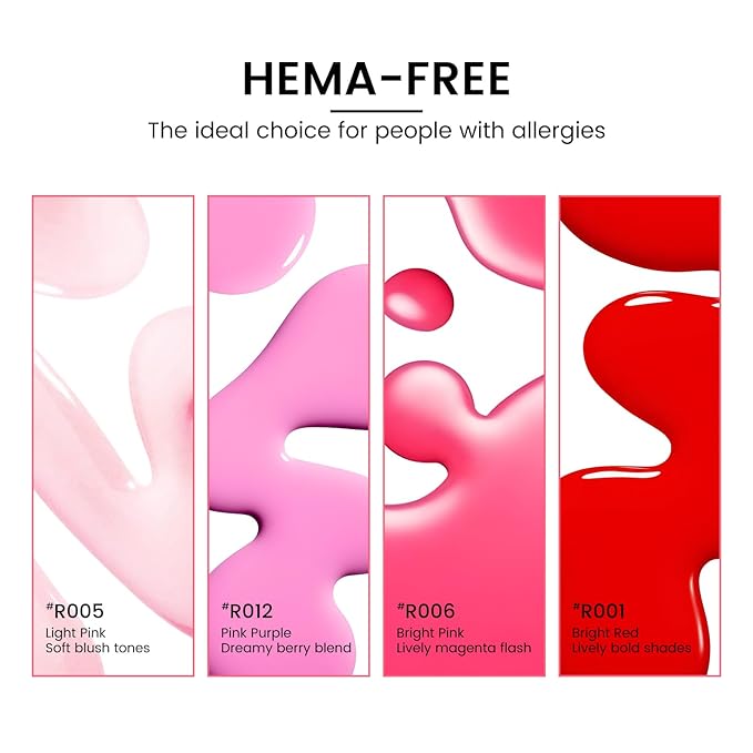 TPO and HEMA Free Gel Nail Polish Kit with U V Light - Nude Pink Red at Home Gel Manicure Kit with Base & Top Coat Chrome Nail Powder - 4 Colors Mini Salon Nail Art Starter Gift for Women Girl