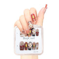 Handmade Long Square Press On Nails - 3D Flower & Cherry French Design, Reusable Acrylic Full Cover Nails (M-10PCS)