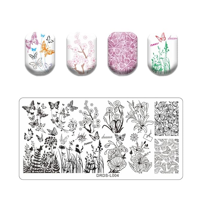 VNC 13pcs Nail Stamp Plates set 8 plate 2Stamper 2Scraper 1storage bag Nails Art Stamping Plate Scraper Stamper Set Leaves Flowerst Travel Patterns Nail plate Template Image Plate