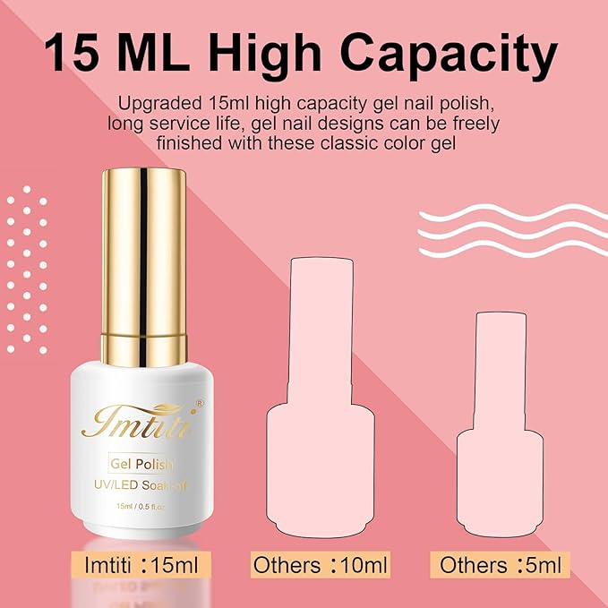 Imtiti Gel Nail Polish, 0.5 fl oz Mauve Pink gel polish Color Soak Off UV Lamp Nail Art Manicure Salon DIY Nail Design Decoration at Home Holiday Gifts for Women