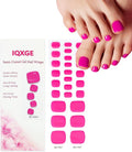 26 Pcs Semi Cured Gel Toe Nail Strips Hot Pink Gel Nail Stickers Full Cover Nails Wraps Self Adhesive Toe Nails Polish Strips Stickers for Women UV/LED Light Required