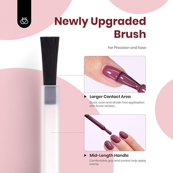 Beetles Spring Gel Polish Set - Emotional Symphony 6 Colors 15ML Hema-Free Gel Polish Set, Burgundy Purple Brown Nail Colors, Soak off Uv Led Lamp Nail Art Kit Salon Colorful Bottle Manicure Gifts