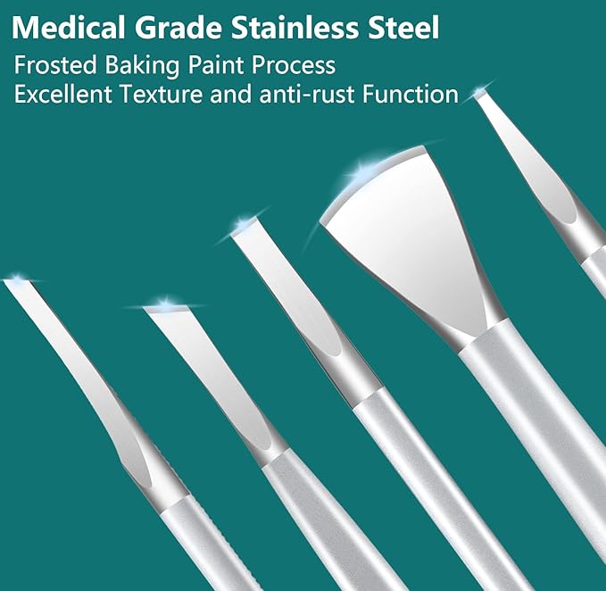 Pedicure Knife Ingrown Toenail Kit, 5 PCS Professional Pedicure Tool Kit, Top Notch Foot Blade Stainless Steel Ingrown Toenail Tool Foot Care Tools Nail Cuticle Remover (5 Pcs Set)