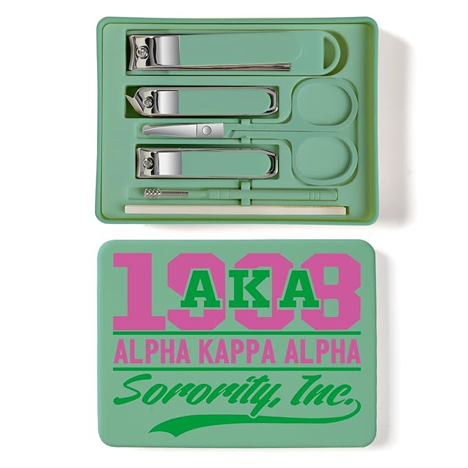 Nail Clippers and Beauty Tool Portable Set Nail Clipper Set Manicure Set 6 in 1 AKA Sorority Gifts Suitable for for Women Home, Workplace, Outdoor Travel,Etc. (AKA Green)