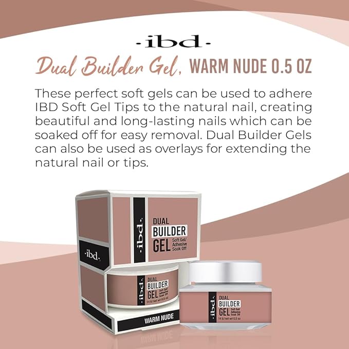 ibd Dual Builder Gel in Warm Nude, Soft Gel and Adhesive, Easy Soak Off, 0.5 oz