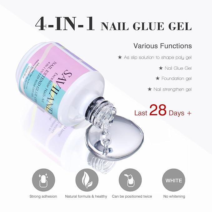 SAVILAND Nail Kit for Beginners: Nail Set Kit with Everyting Long Coffin Nail Tips with 4-in-1 Glue Gel and Nail Lamp U V Nail Light DIY Salon At Home Gift for Women Mincure Kit