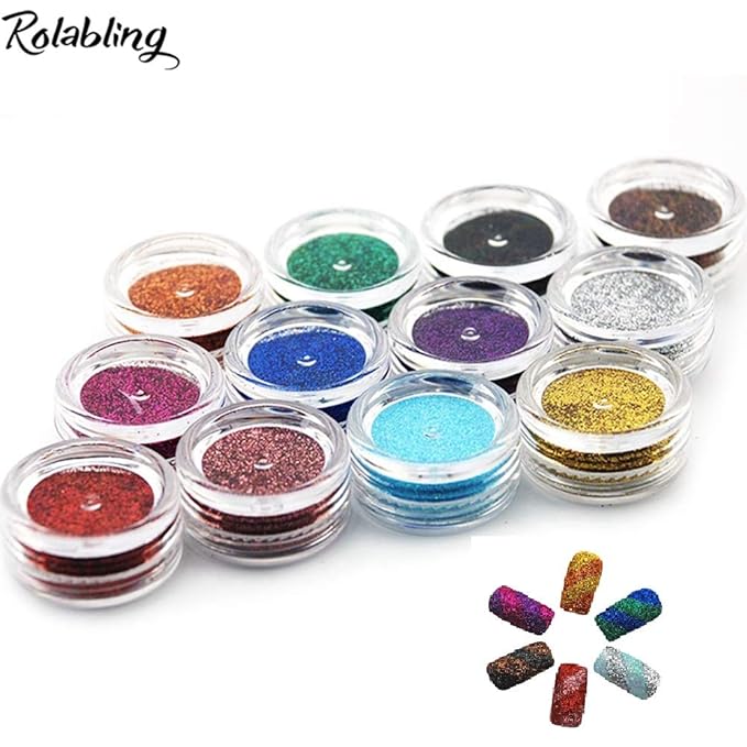 Nail Art DIY Decoration Set 12 colors rhinestones & 24pcs Nail Art Glitter & 1pc Dotting Pen & 3pcs Nail Brush & 3pcs Nail Striping Brush