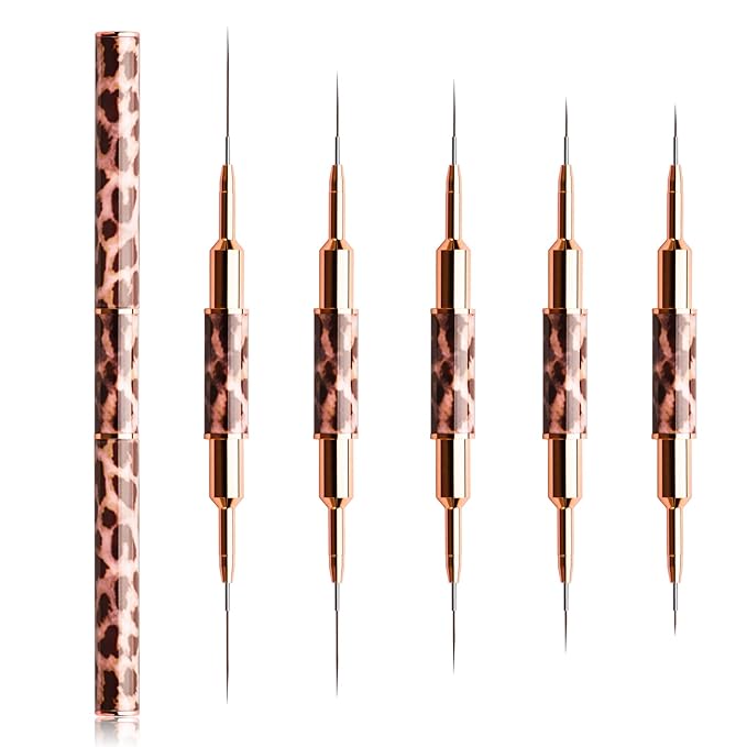 Nail Art Brushes - Double-Ended Nail Art Liner Brushes 10 Heads Striping Liner Brush Set Nail Design Brushes for Elongated Long Lines, Thin Details, Fine Drawing Nail Brushes for Nail Art, Striper Brushes Lengths 5/7/9/11/14/15/17/20/22/25mm