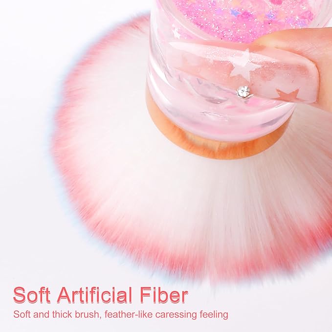 Nail Dust Brush, Nail Art Dust Powder Remover Brush, Pink Soft Dust Brush for Acrylic Nails, Nail Duster Brush Makeup Brushes Manicure Brush Clean Up Tools Nail Art Brush…