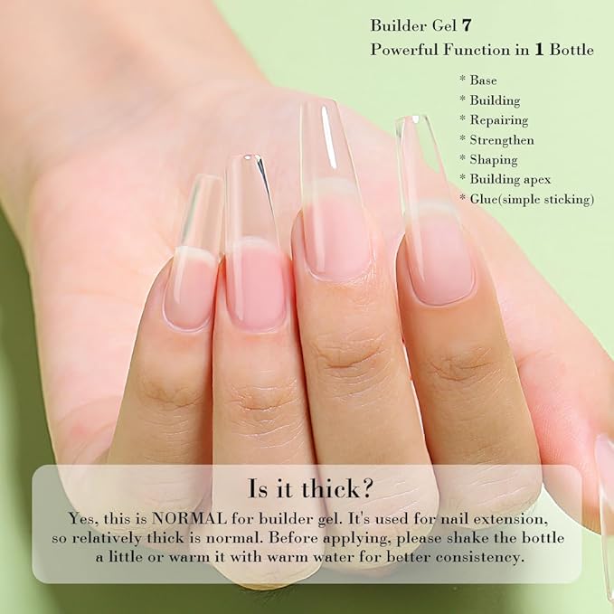 AIMEILI Hema Free Builder Base Gel Clear Builder Nail Gel for Nails Extension Soak Off U V LED Gel Polish 15ml