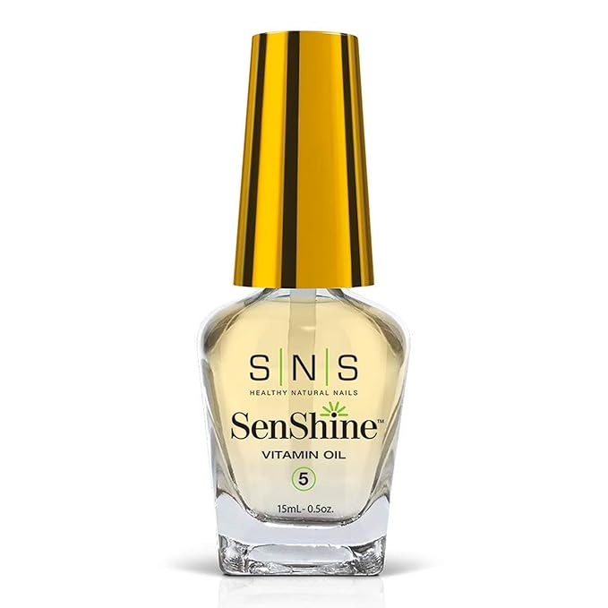 SNS Nail Polish for Nail Dip Powder, SenShine Vitamin Oil - Natural Formula that Supports Stronger & Healthier Nails - Lightly Scented Citrus Formula for Nails & Cuticles - No UV Lamp Required, 0.5 OZ