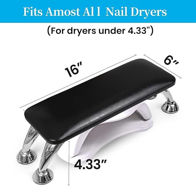 Arm Rest for Nails Tech, Easy Clean Nail Arm Rest, Comfortable, Supportive Hand Rest for Manicures and Pedicures, Salon-Quality Armrest with PU Leather for Nail Art (Black)