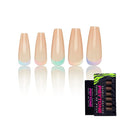 PSYTONE Colorful French Tip Press on Nails Short Square Fake Nails Press ons Cute Rainbow Glossy Full Cover Glue on Nails Nude False Nails Acrylic Stick on Nails for Women Girls 30 Pcs